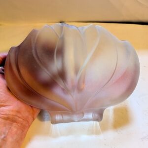 Vintage MCM Walther Kristallglas Stem Bud Vase Solifleur Pink Satin Glass Lotus